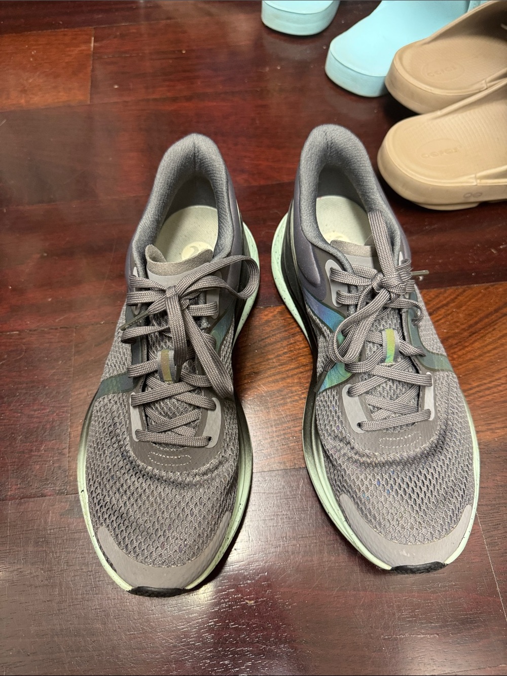 lululemon athletica Gray Mesh Running Shoes with Mint Accents